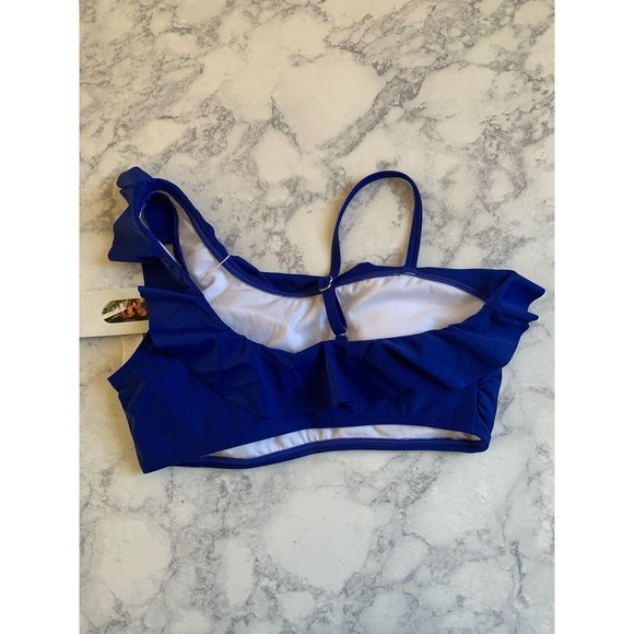 Cillet bikini top royal blue size M one shoulder ruffle top - Picture 2 of 6